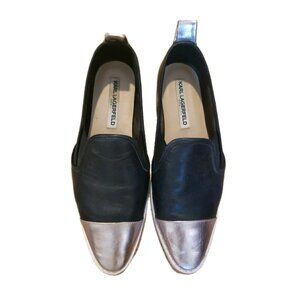 Karl Lagerfeld Paris Shoes Loafers Leather Caralee Black Women's US 8 EU 38.5